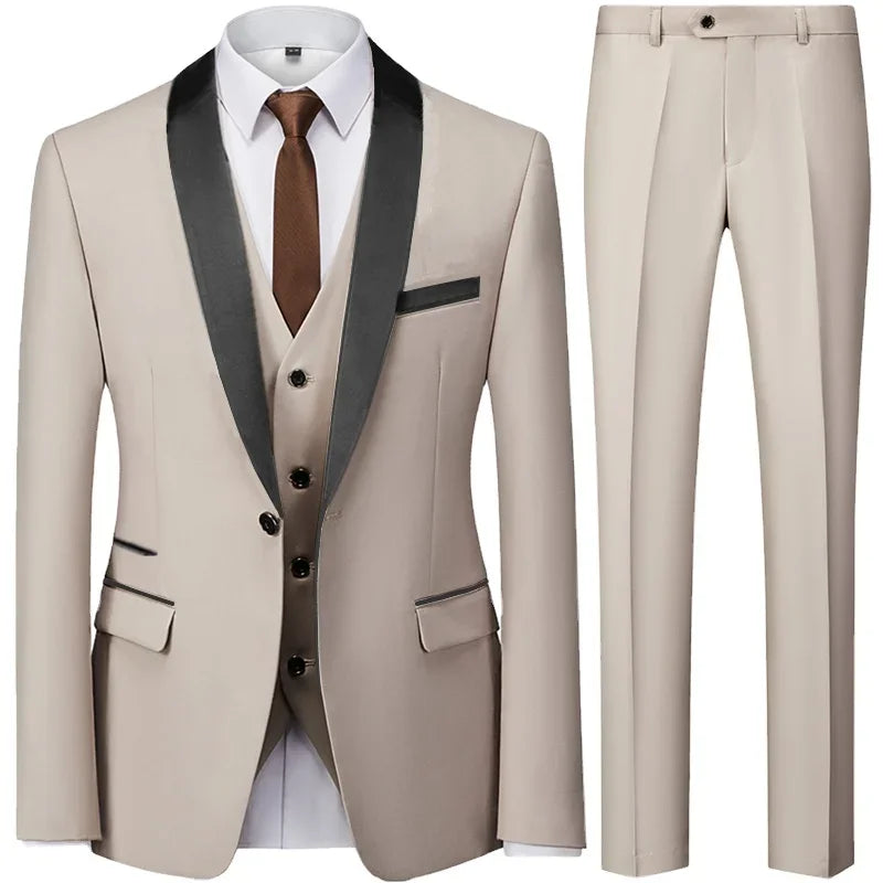 SHENG YUAN Business Suits Jacket Coat Blazer Trousers Waistcoat Men's  Wedding Three Pieces Pants Vest Professional Suits 1 Button Lake Blue XS :  : Clothing, Shoes & Accessories