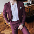 Business Men's Groomsmen Blazers Trousers Groom Wedding Dress Banquet Solid Color Slim Fit Suit Jacket Coat Vest Pants Set 3 Pcs