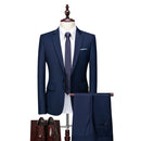 Classic Men's Set 2 Piece Suit Pants Temperament Business Gentleman Formal Groom High Quality Set