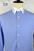 Custom Wholesale Blue Check Shirt Men Custom Made Shirts for Man