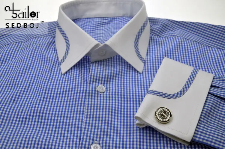 Custom Wholesale Blue Check Shirt Men Custom Made Shirts for Man