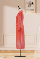 Elegant and Niche Banquet Bead Three-dimensional Cutting Slim Fit Orange Dress