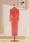 Elegant and Niche Banquet Bead Three-dimensional Cutting Slim Fit Orange Dress