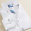 Fashion Trend Spliced Business Long Sleeved White Men's Shirt