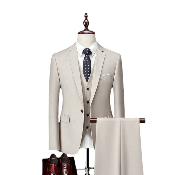 Fashionable Men's Classic Set 3-piece Wedding Groom Suit Set Men's Temperament Formal Business Set