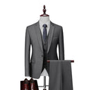 Fashionable Men's Single Breasted Suit Jacket Pants Vest Solid Color 3-piece Men's Suit