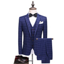 Formal Plaid Fashion Suit 3-piece Suit Set Formal Wedding Banquet Business Office Men's Suit