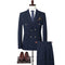 Fashionable New Men's Casual Double Breasted Solid Color Business Suit Jacket Pants 2-piece Suit Jacket