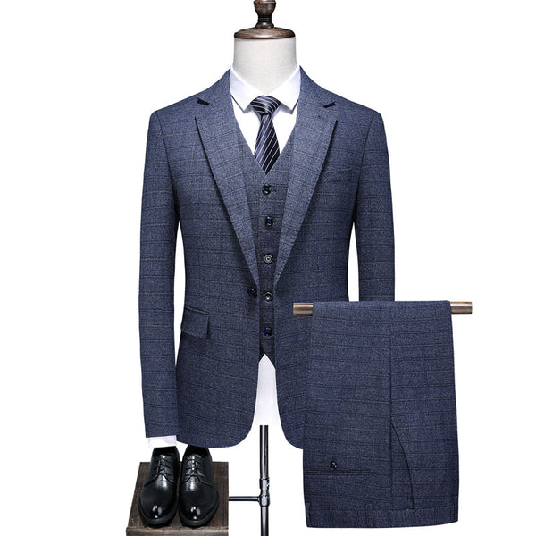 Men's Business Leisure Advanced Simple Wedding Dating Gentleman Set Three Piece Set