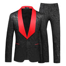 Men's Set Black Wedding Banquet Party 2 Piece Set Men's Suit Coat and Pants