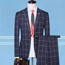 Men's Checkered Vest, Suit Pants, 3-piece Set/Men's Fashion High-end Slim Fitting Wedding Banquet Business Suit Jacket