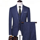 Checkered Casual Business Office Men's Set of Three and Two Groom's Wedding Dress Checkered Suit for Men