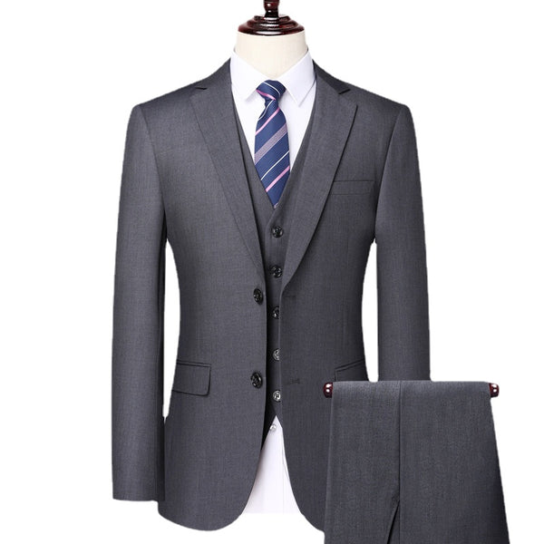 Men's Set Three Piece Business Casual Fit Set Groom Wedding Dress Set Men's Wedding Dress