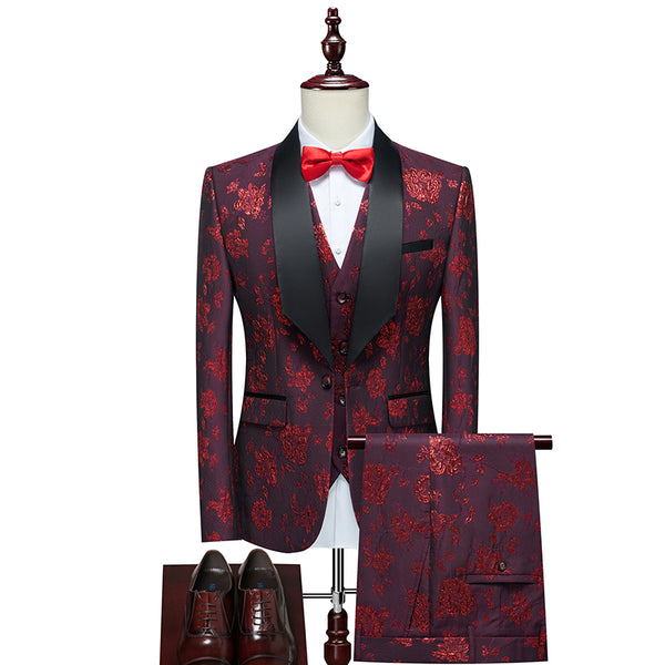 Men's Dress Formal Fashion Business Tuxedo Men's Wedding Set Men's Set 3-piece Formal Jacket