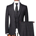 High End Fashionable Plaid Men's Formal Business Set 3-piece Groom's Wedding Dress Tuxedo Casual Set