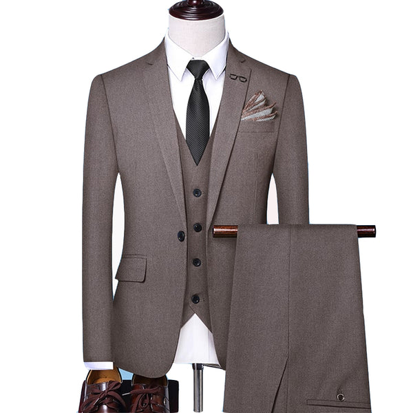 Men's Slim Fit Business Set Men's Fashion 3-piece Set Men's Suit Tailcoat Groom Wedding Set