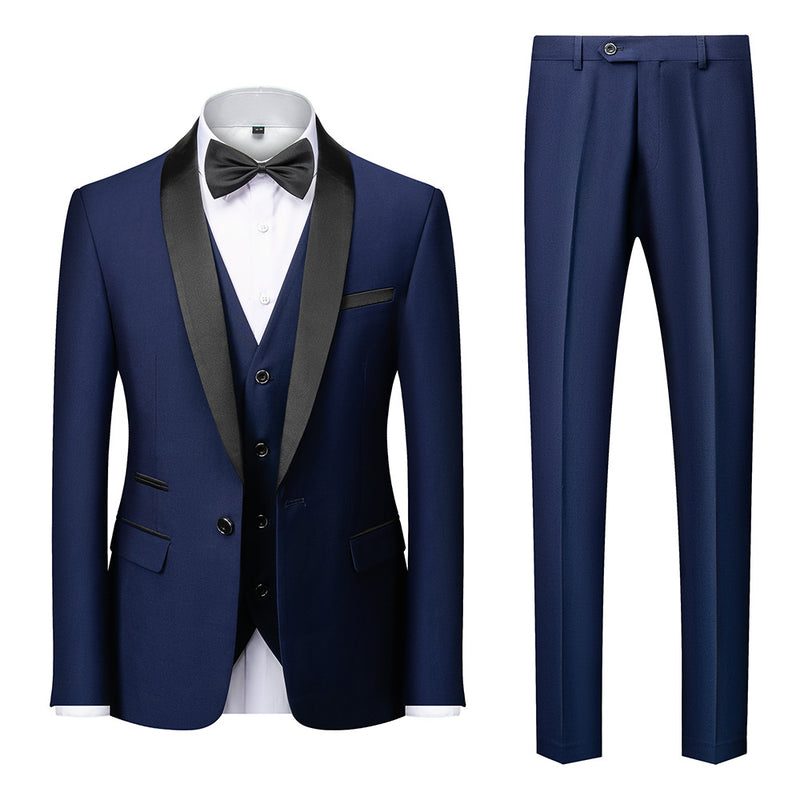 Hot Fashion Slim Fit Blazer 3 Pcs Two-piece Set Wedding Peaked Lapel Wedding Prom Terno Masculino Formal Fit Men's Suit