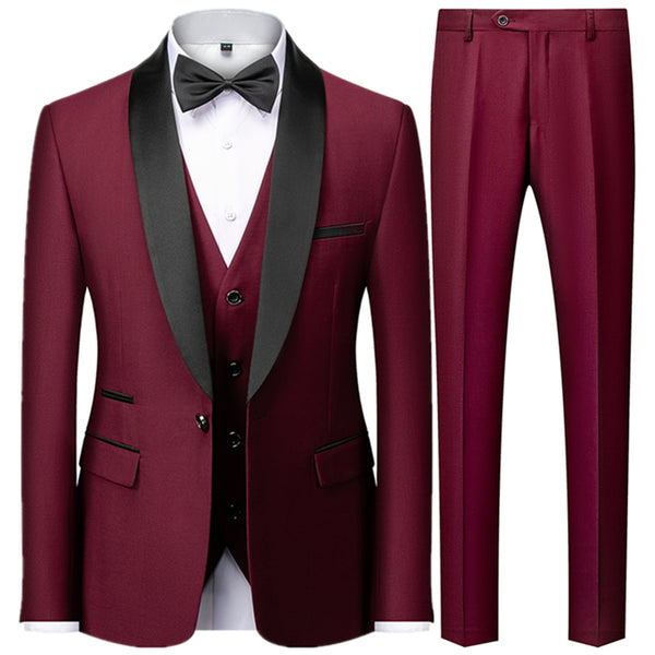 Suit Coat Pants Vest Set Fashionable Men's Casual Business Wedding Dress Evening Dress