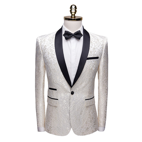 High Quality Men's Suit Jacket with One Button Slim Fitting Stage Singer Men's Fashionable Formal Tuxedo