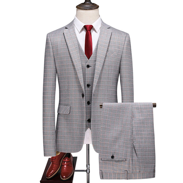 Tailor Shop Customizes British Casual Wedding Dress Work Business Men's Formal Three-piece Set