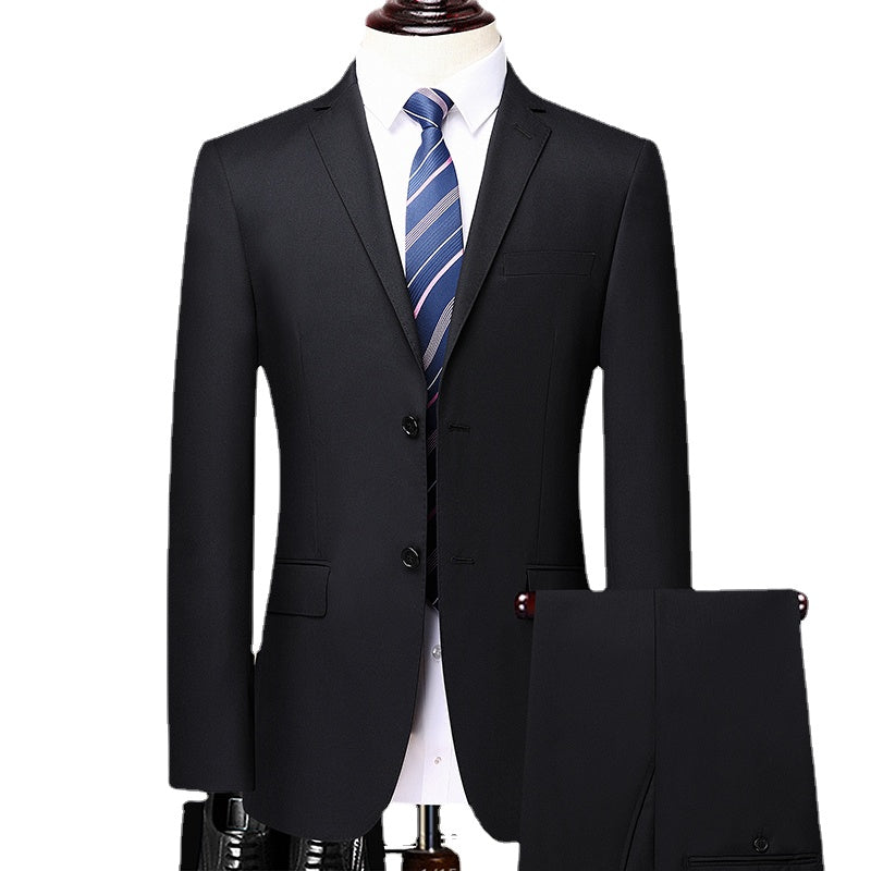 Men's Simple Business Elegant Fashion Button Gentleman Set Slim Fit Two Piece Set