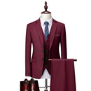 Tailored Handmade High-quality Satin Lapel Business Suit Men's Set of 3 Pieces