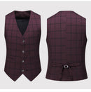 Spring Korean Slim Fit Plaid British Business Set Men's Three Piece Wedding Bridesman Formal Dress