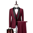 Men Business Casual Wedding Party Three Pieces Jacket Trousers Waistcoat Set Male Blazer Coat Pants Vest Fashion Slim Fit Suits