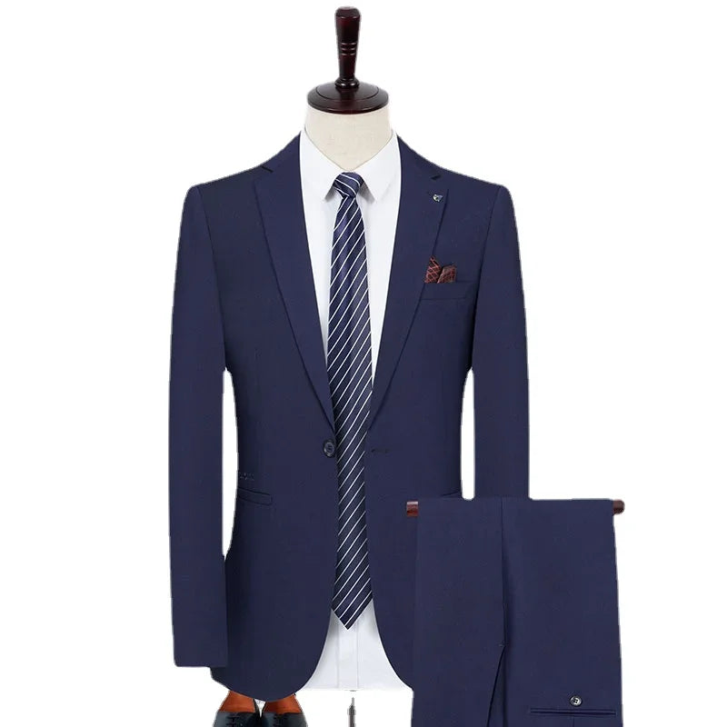 Men's British Style Simple Casual Business Fashion Elegant Wedding Bridesman Gentleman Set Two Pieces