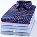 Men's Checkered Business Shirt 100% Cotton Plus Size Long Sleeve Office Men's Formal Shirt