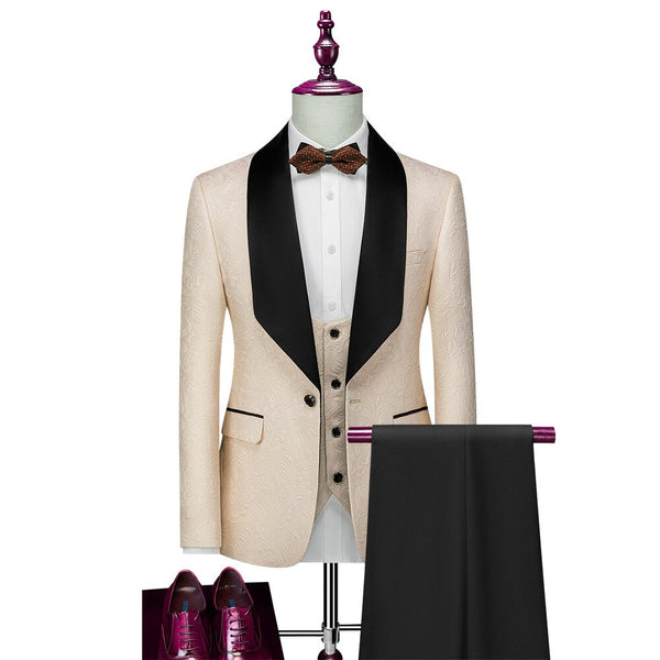 Men's Formal Wear Light Luxury Single Breasted Suit Three Piece Set Men's Solid Color Casual Business Suit