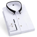 Men's Shirt Long Sleeved Elastic Casual Business Double Necked Diamond Button Shirt