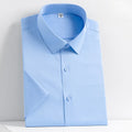 Men's Short Sleeved Shirt Business Casual Solid Color Half Sleeved Shirt Men's Inch Shirt Slim Fit and Easy To Iron Fashion