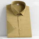 Men's Short Sleeved Shirt Business Casual Solid Color Half Sleeved Shirt Men's Inch Shirt Slim Fit and Easy To Iron Fashion