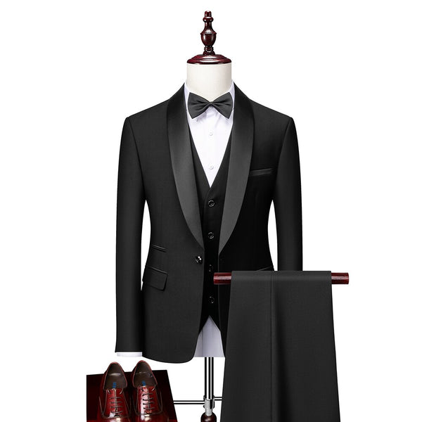 Men's Slim Fitting Suit Wedding Groom Suit Banquet Formal Tuxedo Men's Office Suit