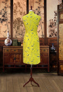 Slim Temperament Can Wear China-Chic Yellow Retro Modified Sleeveless Dress Everyday