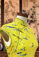 Slim Temperament Can Wear China-Chic Yellow Retro Modified Sleeveless Dress Everyday