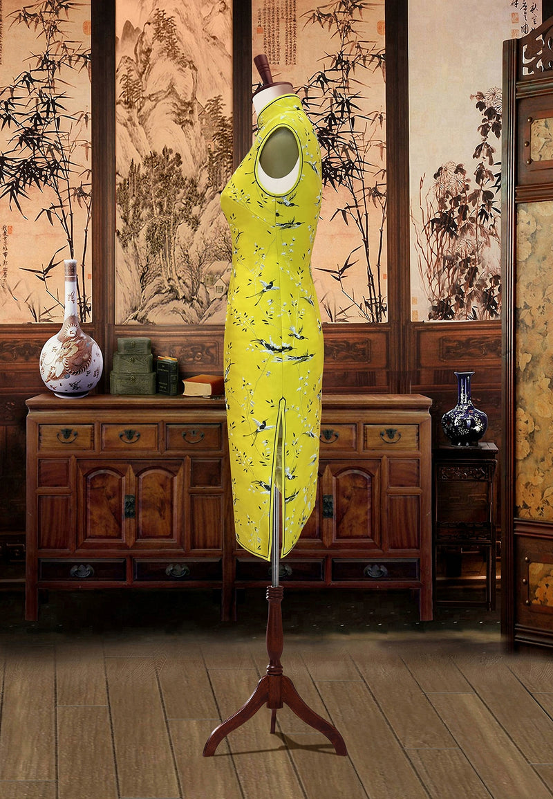 Slim Temperament Can Wear China-Chic Yellow Retro Modified Sleeveless Dress Everyday