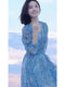 Beach Resort Style Beach Skirt French Luxury Light Luxury Hepburn Blue Oil Painting Dress for Women