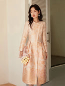 Retro High-end Temperament Heavy Work Pink Coat Gentle French Mid Length Style Dress for Women