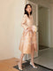 Retro High-end Temperament Heavy Work Pink Coat Gentle French Mid Length Style Dress for Women