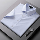 Short Sleeved Shirt for Men's Summer Middle-aged and Young Business Attire, Wrinkle Resistant and Iron-free Plaid Shirt