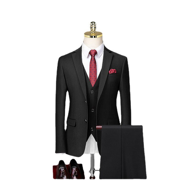 Suit Men's Wedding Dress Korean Version Slim Professional Formal Groomsman Dress Small Suit Three Piece Men's Suit