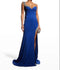 Tailor Shop Custom Made Summer Party Guest Elegant Royal Blue Embellishment  One Shoulder High Slit Fishtail Gown