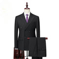 Tailor Shop Custom Make Double Breasted Striped Gentleman Groom Wedding Suit