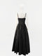 Temperament Dinner Party Waist Cinching Slimming Black Camisole Long Skirt Square Neck Big Swing Dress