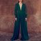 Vacation V-neck Hakama New Drape Jumpsuit Female Temperament Advanced Wide-leg Jumpsuit High Waist Thin Long Section  Dress